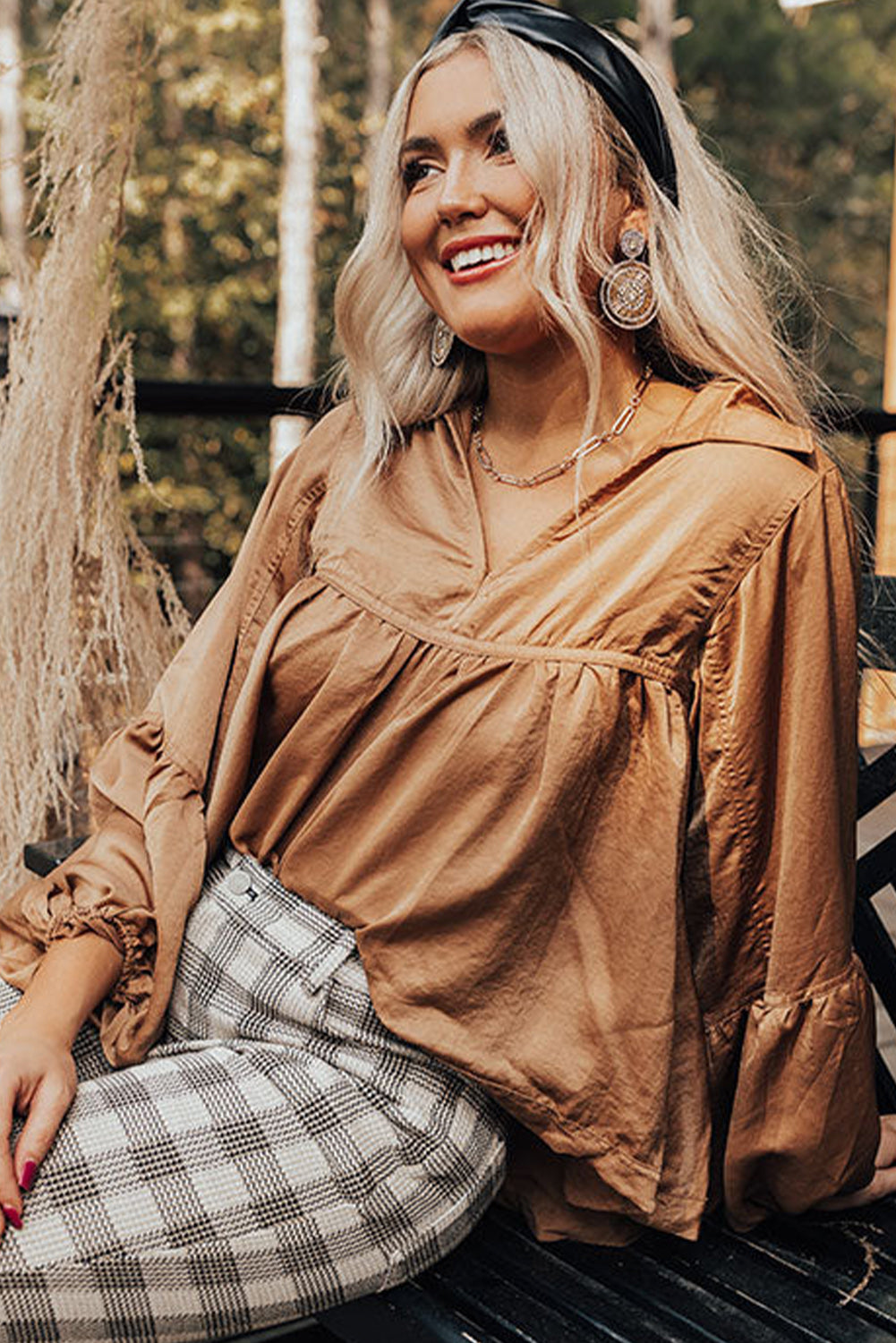 Boho Glam Collared Puff Sleeve Blouse