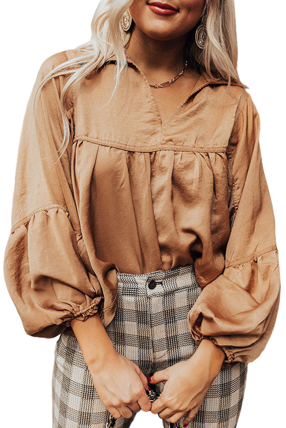 Boho Glam Collared Puff Sleeve Blouse
