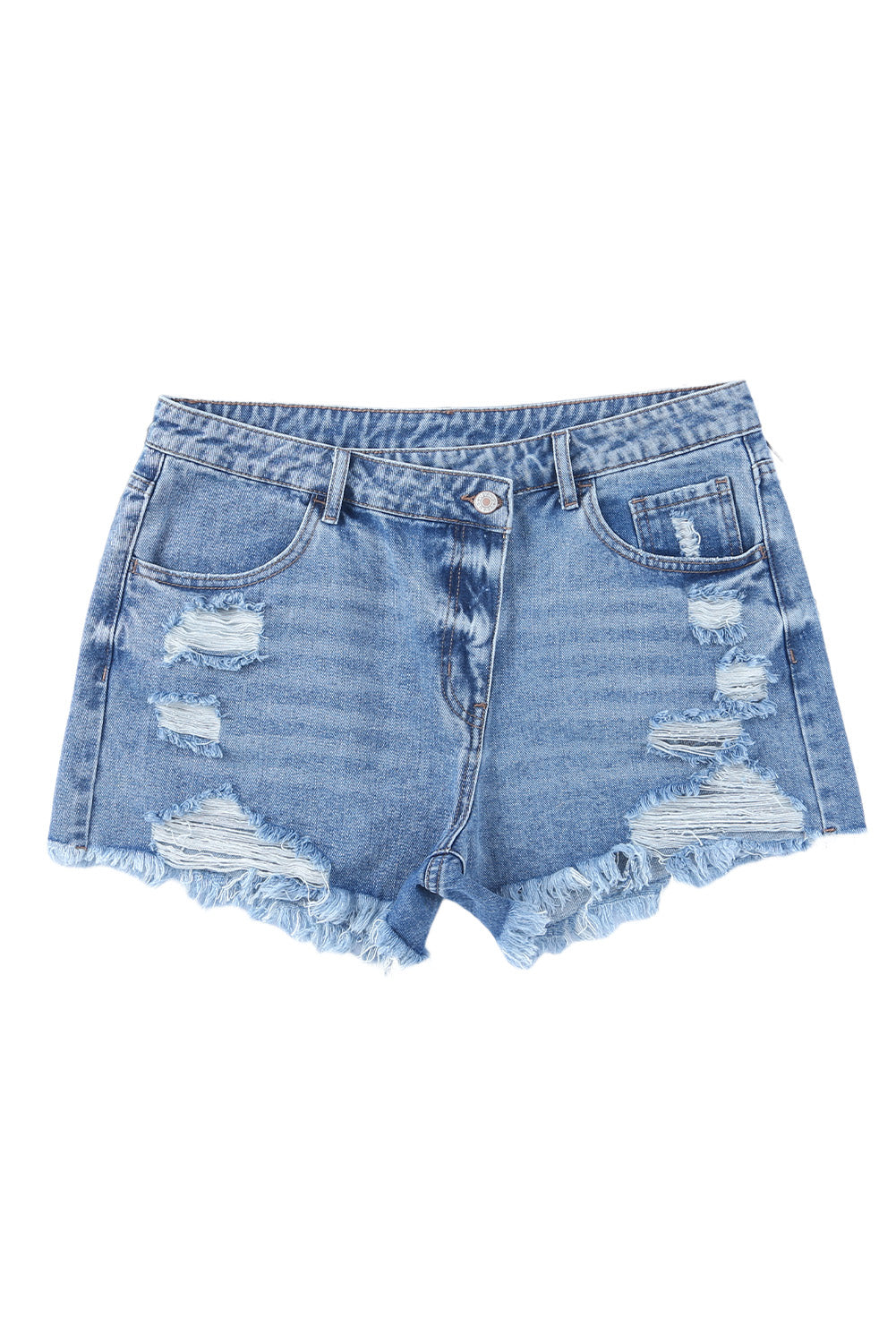 Crossover Waist Denim Shorts