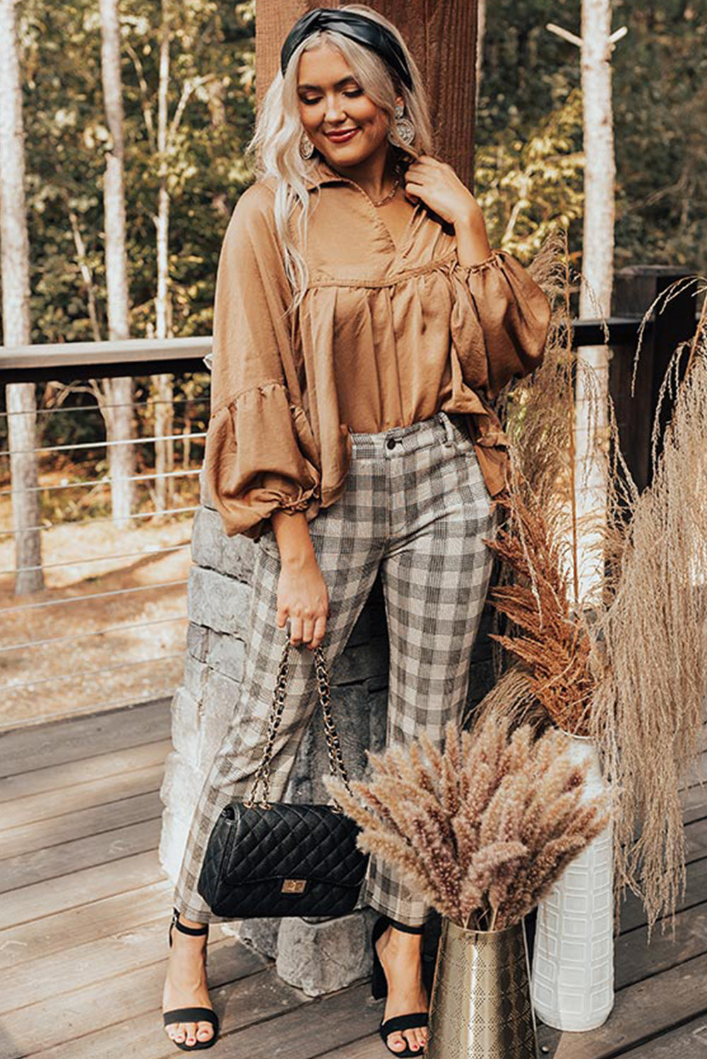 Boho Glam Collared Puff Sleeve Blouse