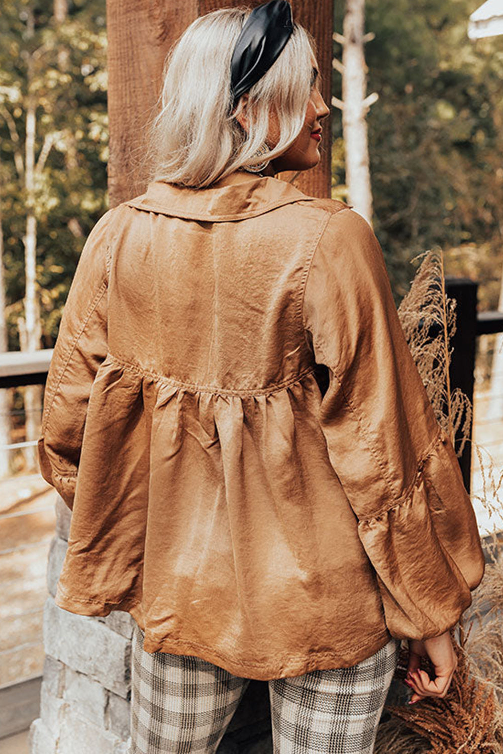 Boho Glam Collared Puff Sleeve Blouse