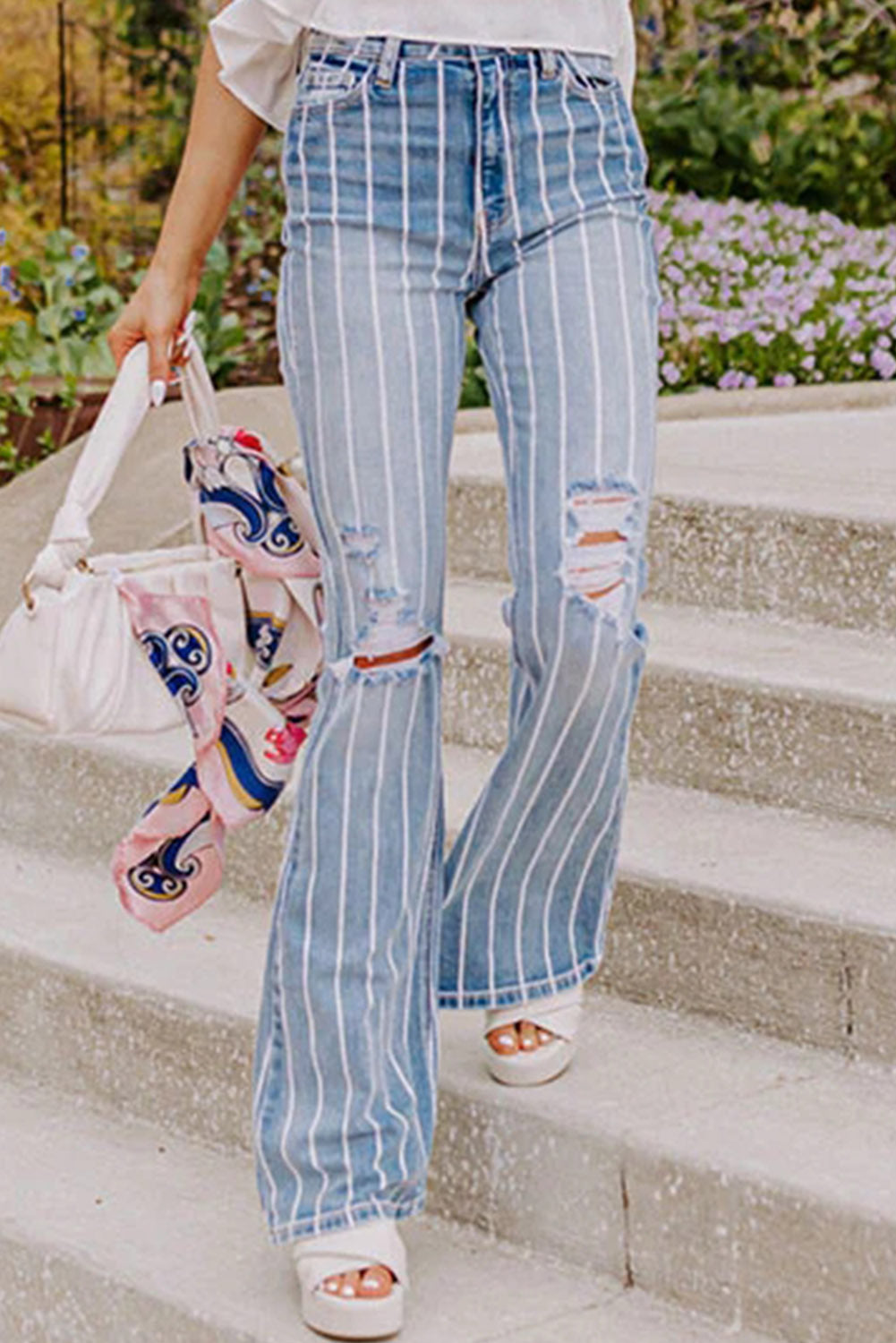 Vintage Striped Flare Jeans
