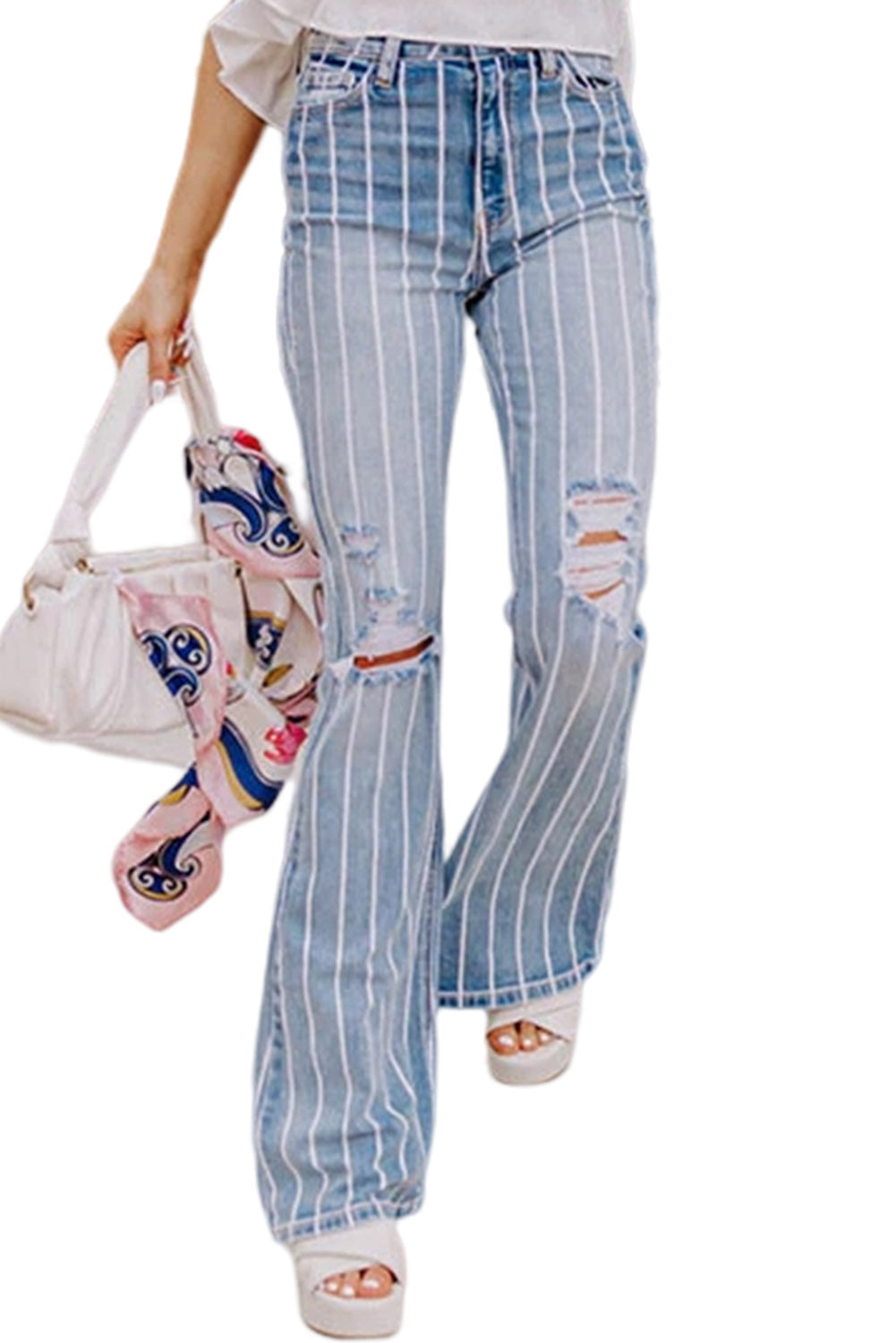 Vintage Striped Flare Jeans