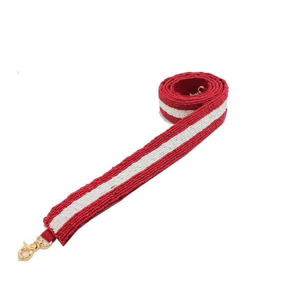 Red/White Beaded Guitar Bag Strap