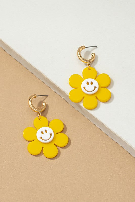 Flower Smiley Face Earrings