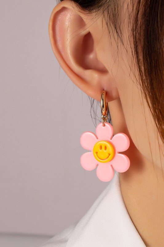 Flower Smiley Face Earrings
