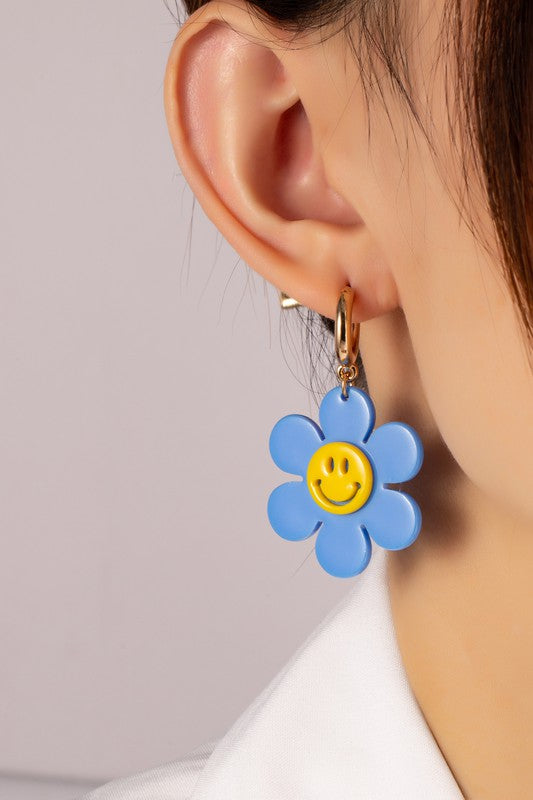 Flower Smiley Face Earrings