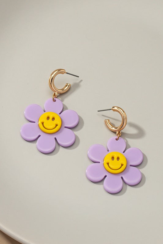 Flower Smiley Face Earrings