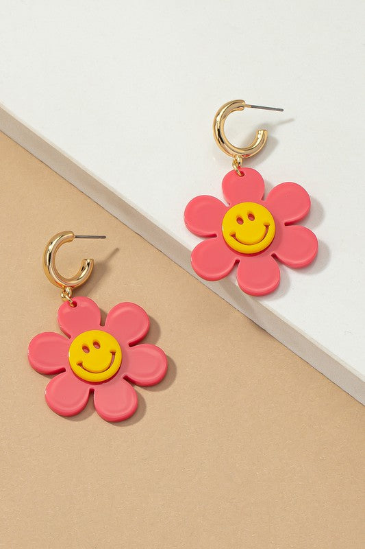 Flower Smiley Face Earrings