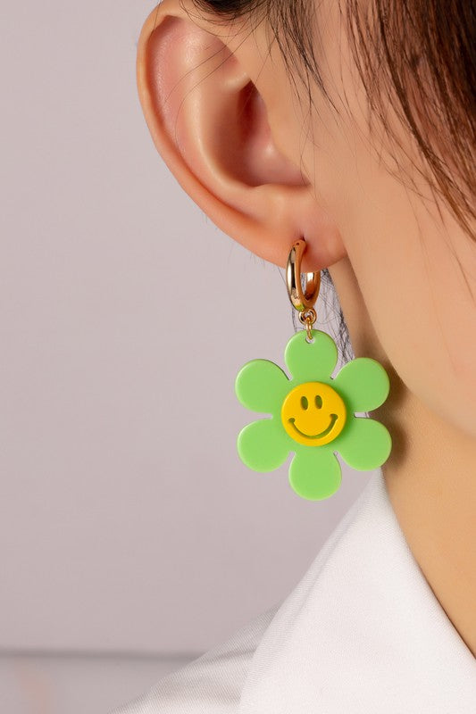 Flower Smiley Face Earrings