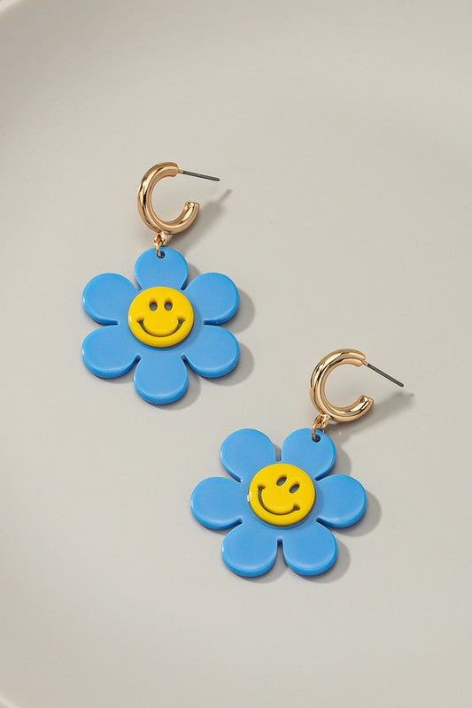 Flower Smiley Face Earrings