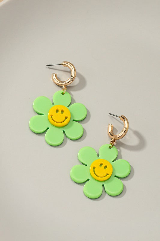 Flower Smiley Face Earrings