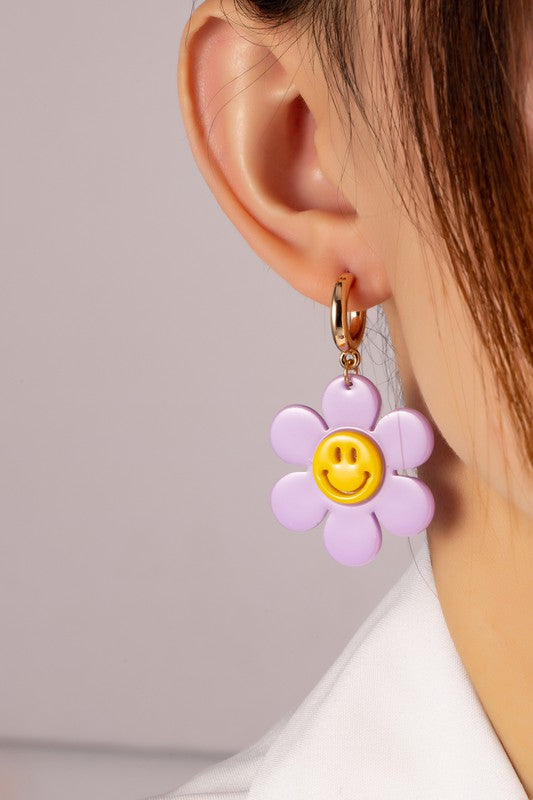 Flower Smiley Face Earrings