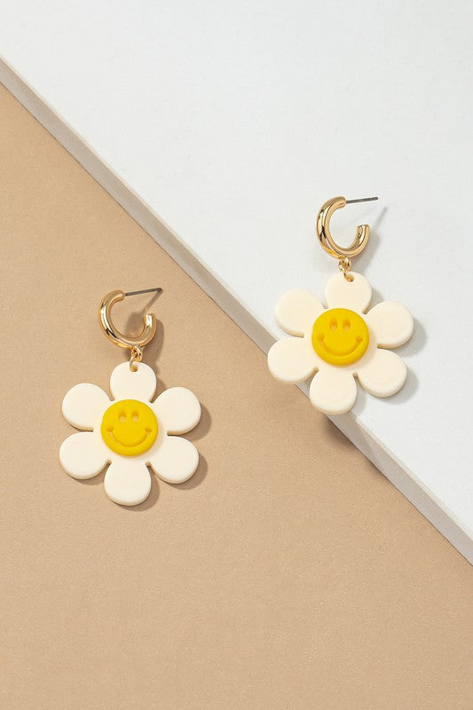 Flower Smiley Face Earrings