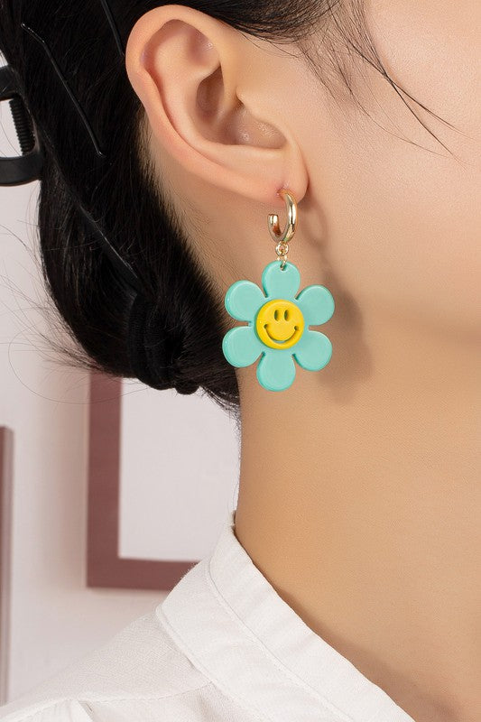 Flower Smiley Face Earrings