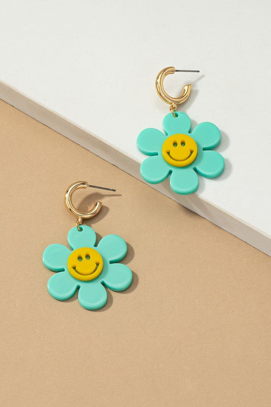 Flower Smiley Face Earrings