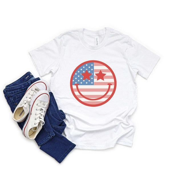 Flag Smiley Face Youth Graphic Tee