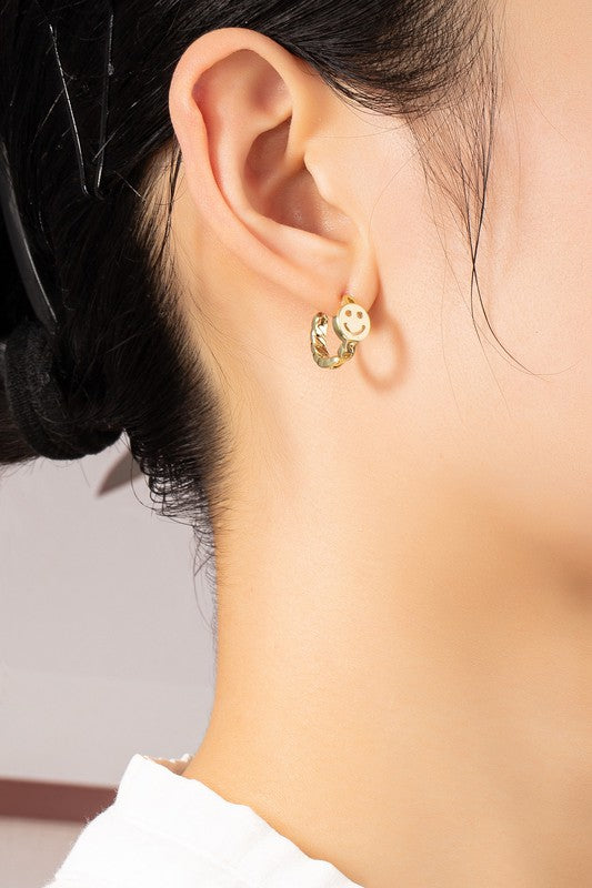 Smiley face hoop earrings