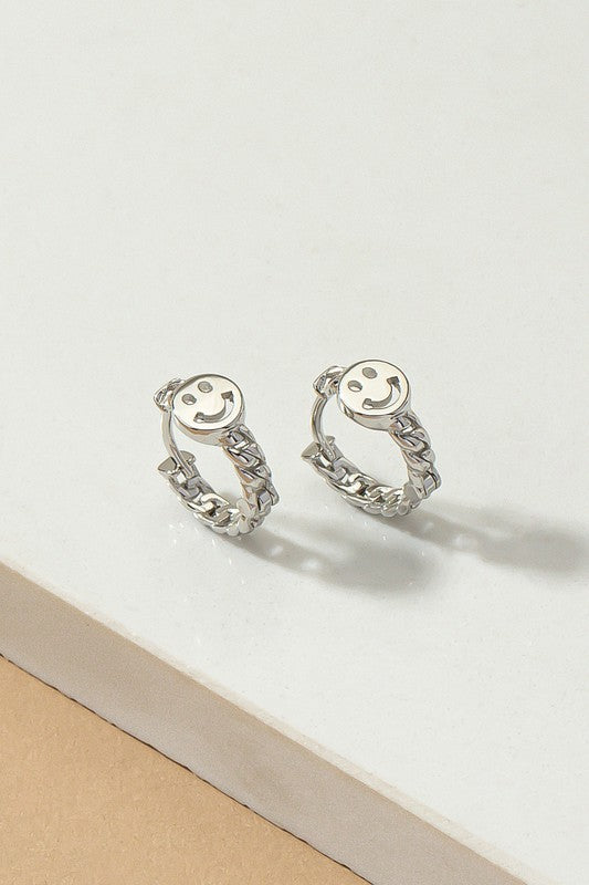 Smiley face hoop earrings