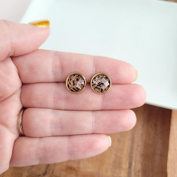 Sparkle Leopard Studs