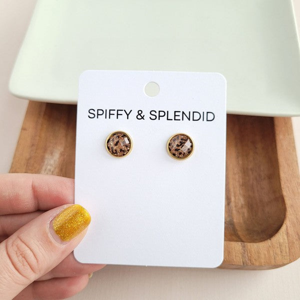 Sparkle Leopard Studs