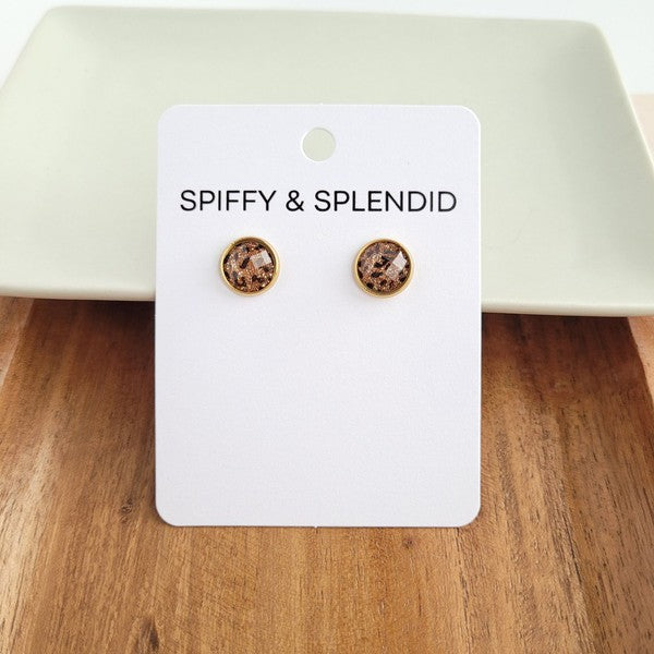 Sparkle Leopard Studs