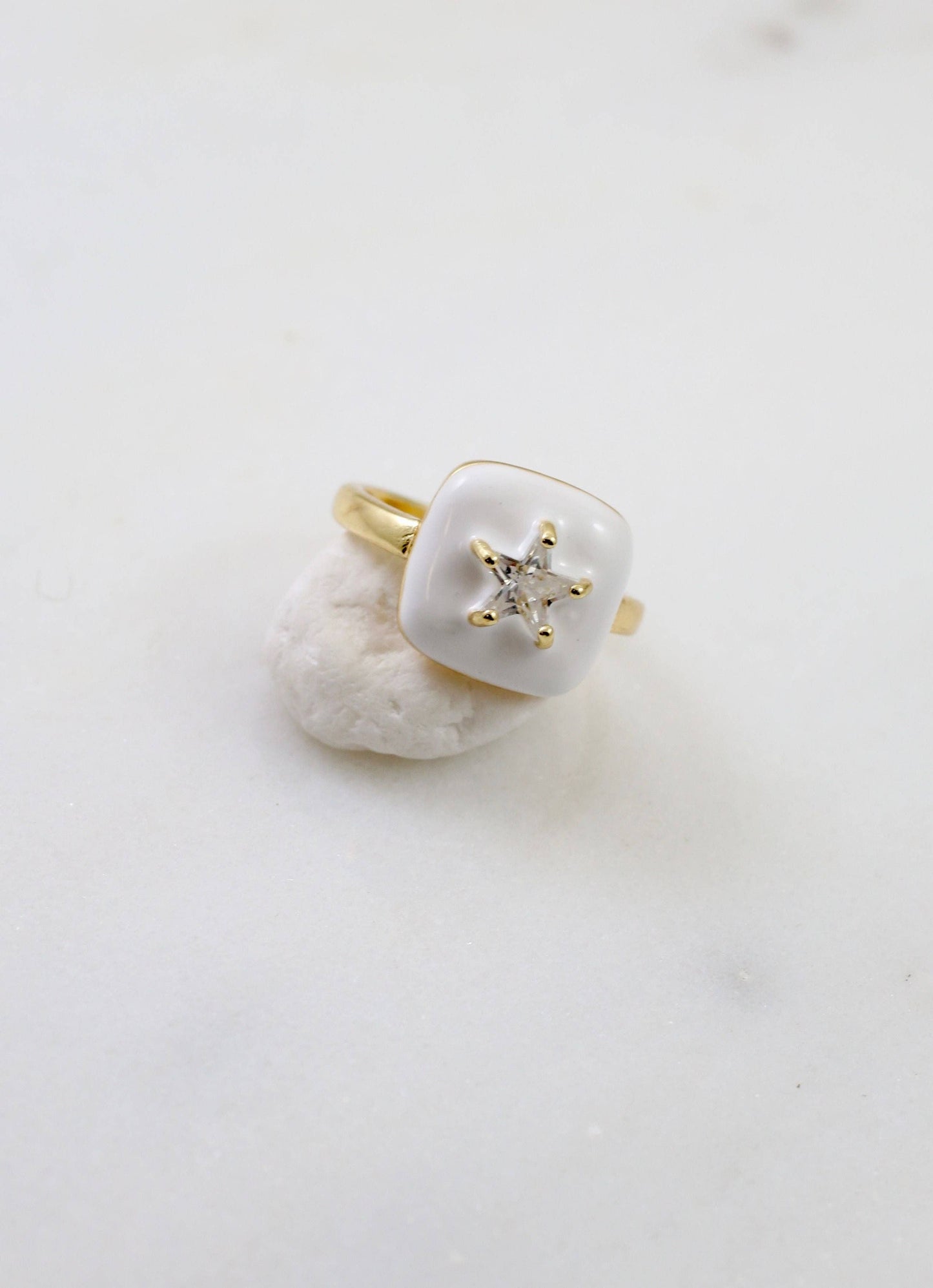 Ida Enamel Ring with Star WHITE