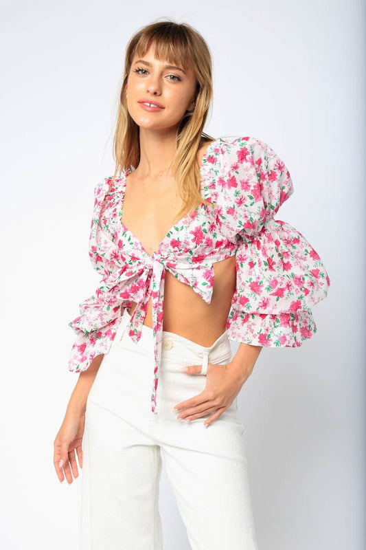 Garden Puff Sleeve Crop