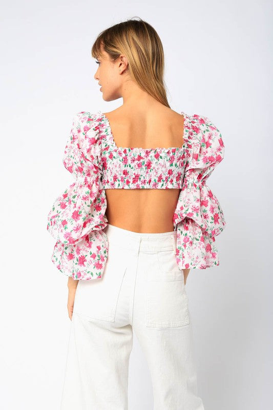 Garden Puff Sleeve Crop