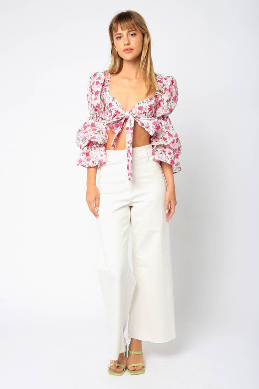 Garden Puff Sleeve Crop