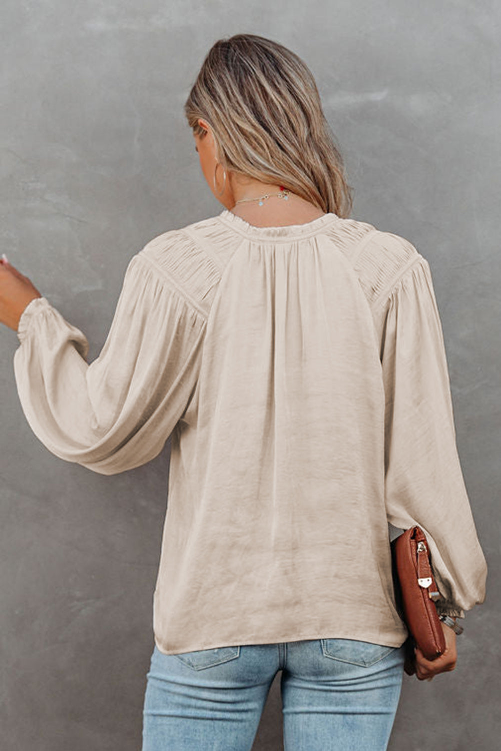 Betsy Drawstring V-Neck Blouse