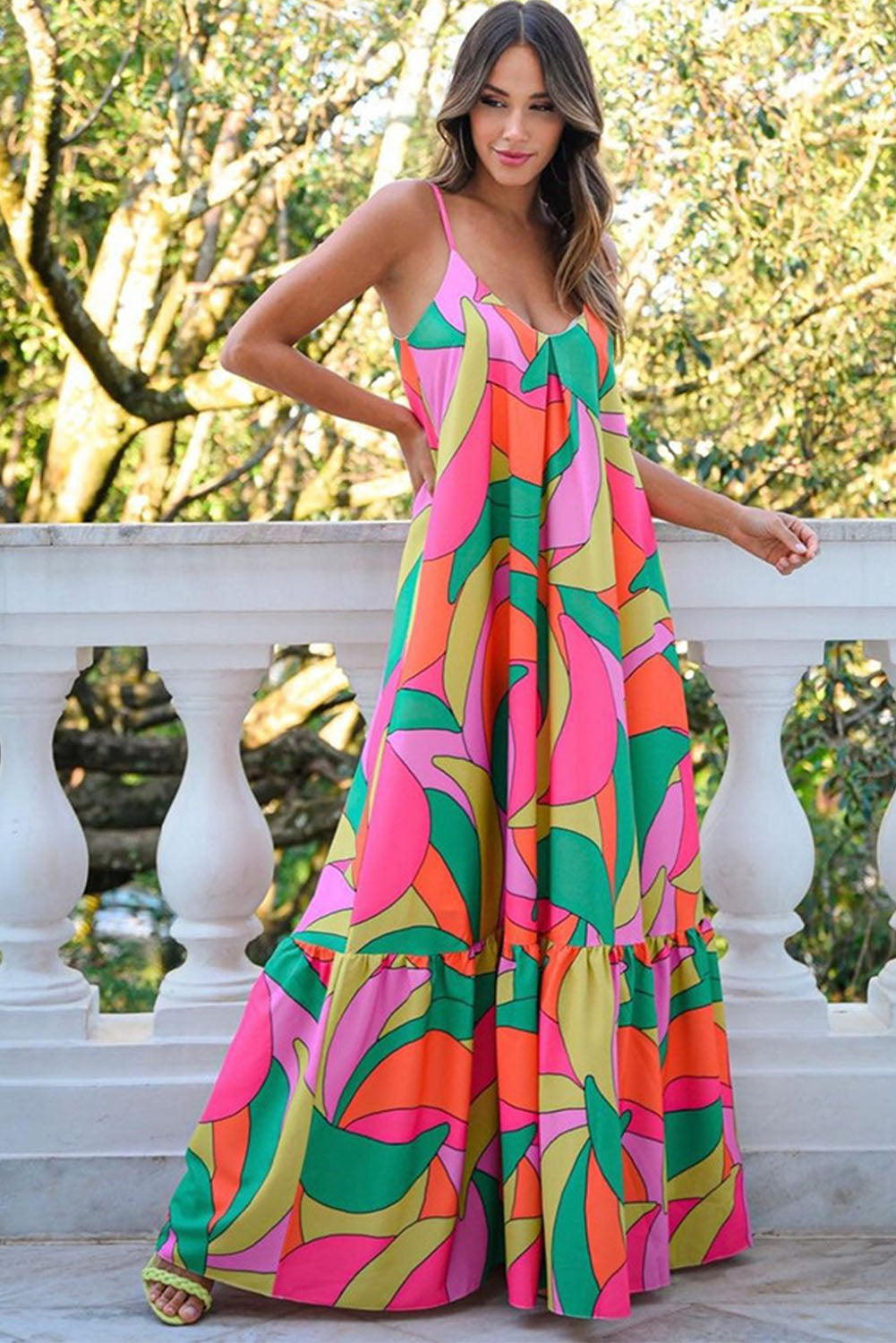Boho Geometric Maxi Dress