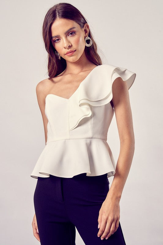 Wendy Peplum Top in White