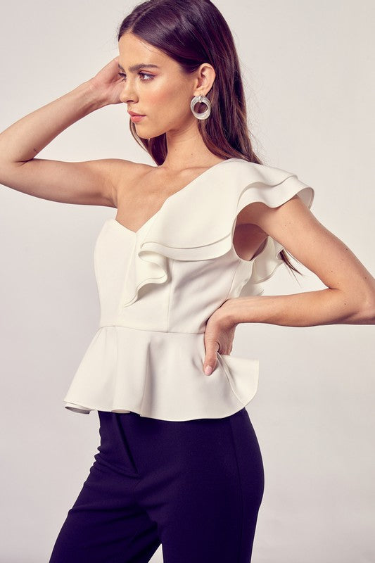 Wendy Peplum Top in White