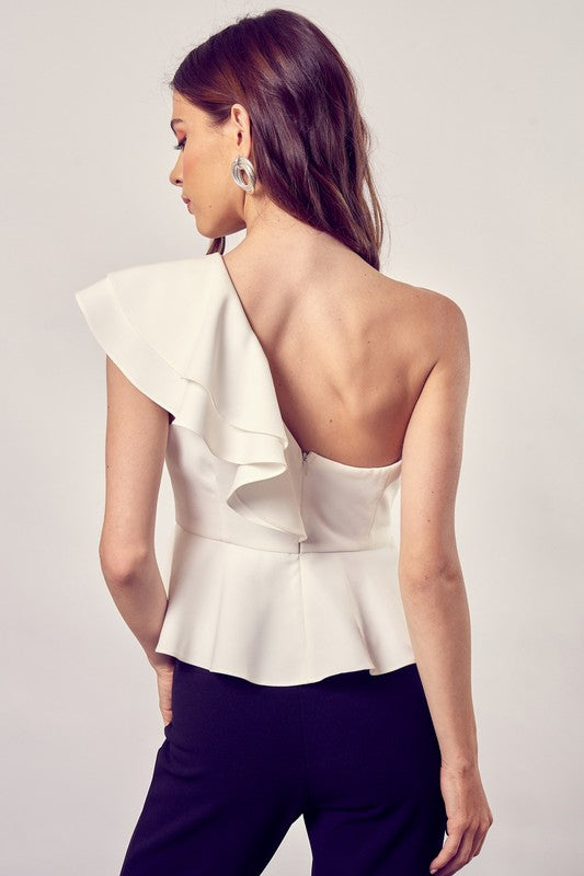 Wendy Peplum Top in White