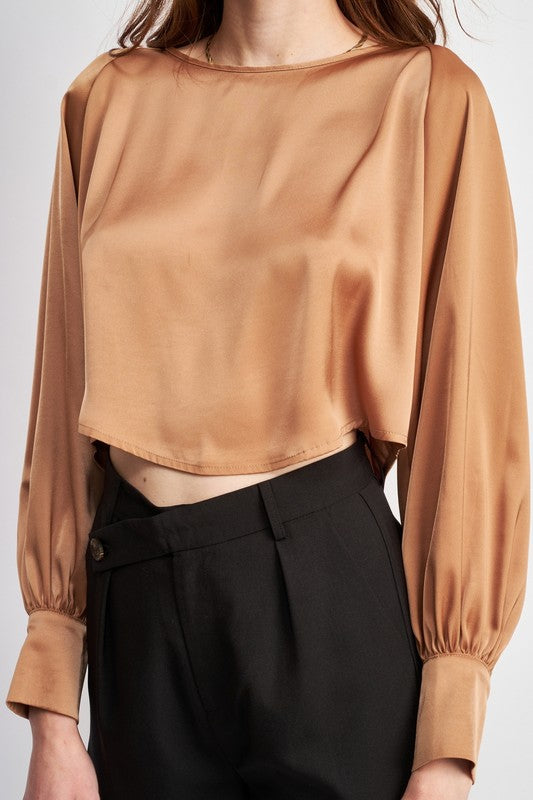 Parker Cropped Satin Blouse