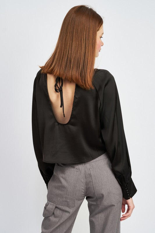Parker Cropped Satin Blouse