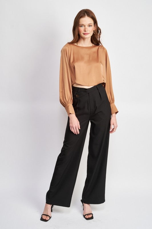 Parker Cropped Satin Blouse