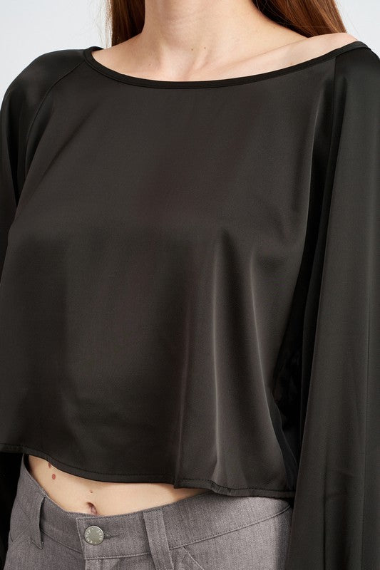 Parker Cropped Satin Blouse