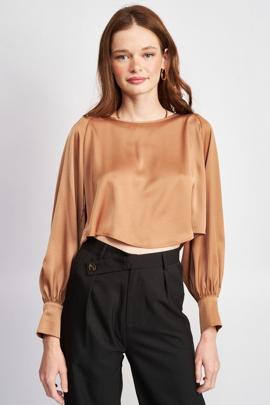 Parker Cropped Satin Blouse