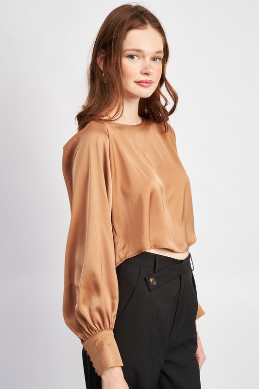 Parker Cropped Satin Blouse
