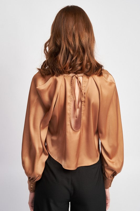 Parker Cropped Satin Blouse