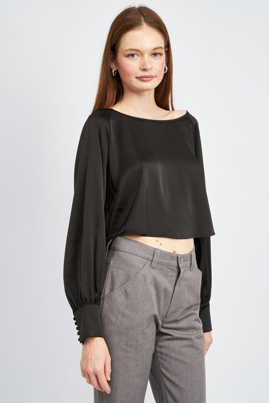 Parker Cropped Satin Blouse