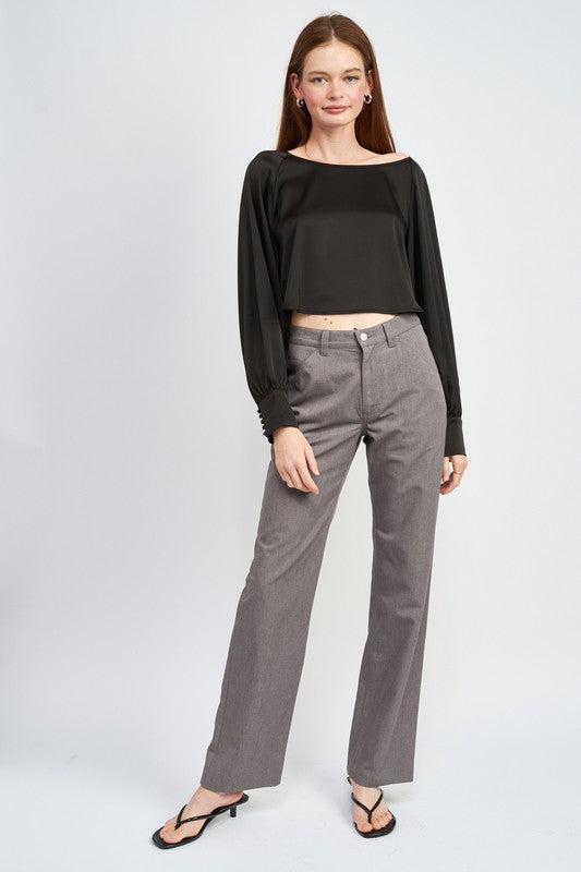 Parker Cropped Satin Blouse