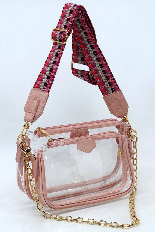 2-in-1 Stadium Crossbody Bag w/Guitar Strap