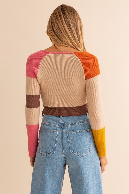 Color Block Striped Crop