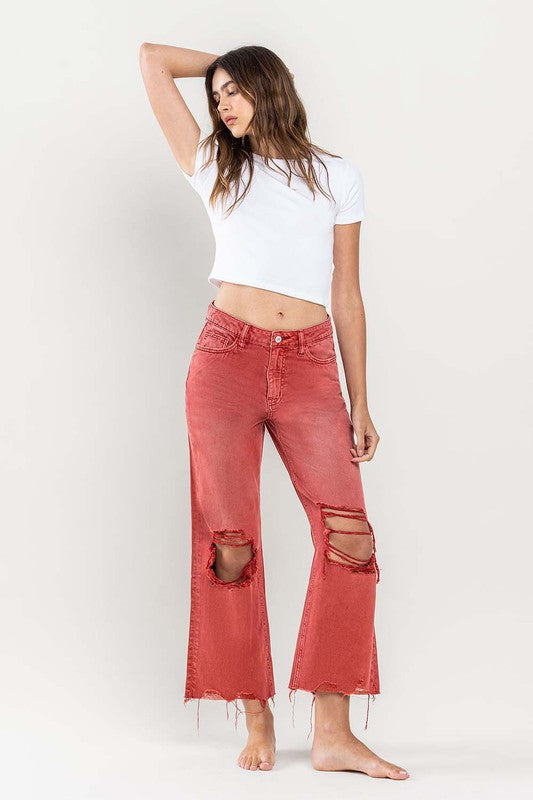 90's Vintage Crop Flare Jeans