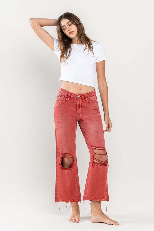 90's Vintage Crop Flare Jeans