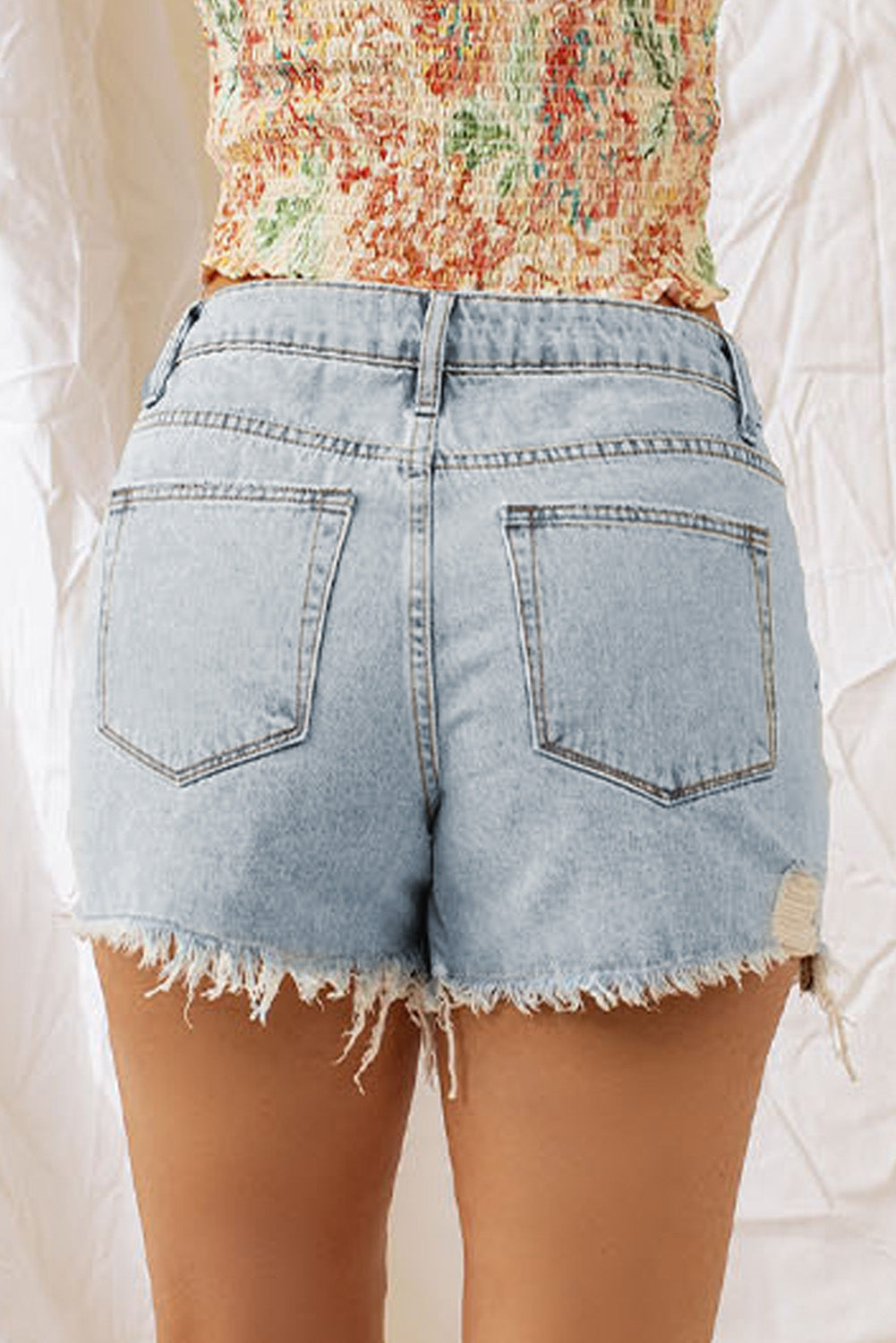 Sky Blue Light Wash Shorts