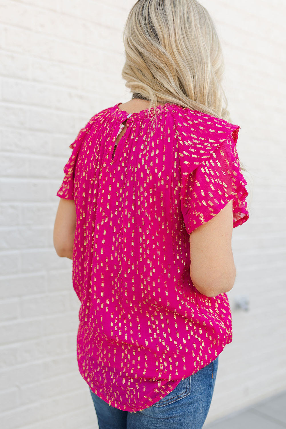 Magenta Gold Stamp Top